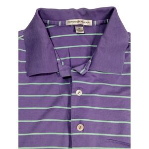 Peter Millar Polo Golf Shirt Medium Purple Stripe Colonial Country Club Texas